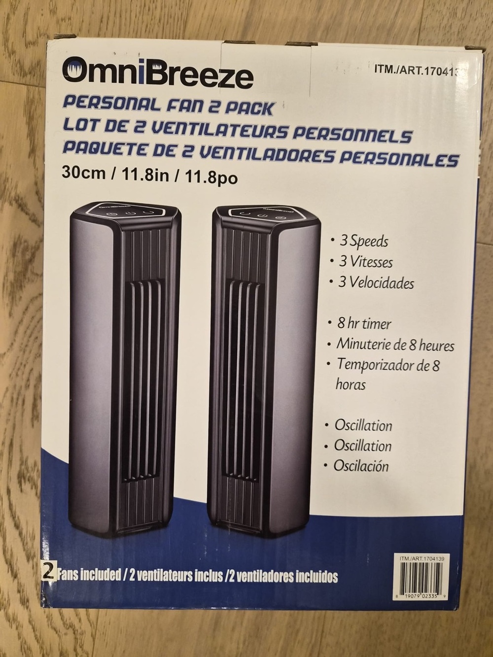 Personal Tower Fan 2-Pack in Gray